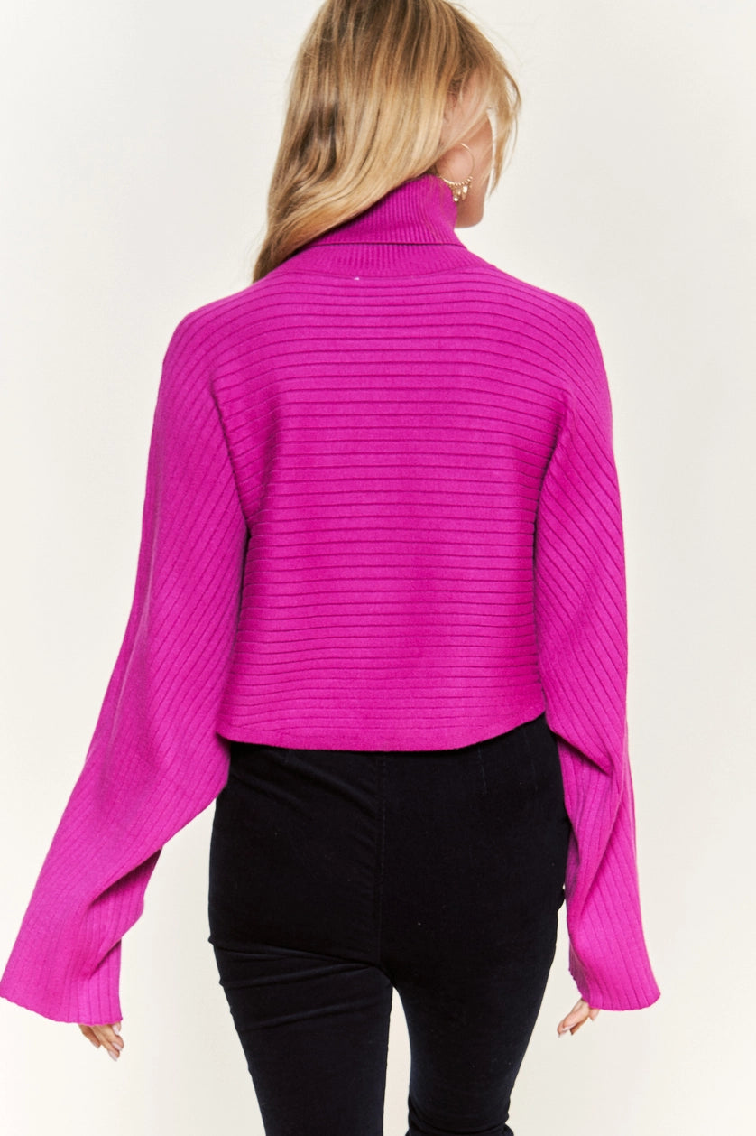 Sia Turtleneck Sweater-Fuschia