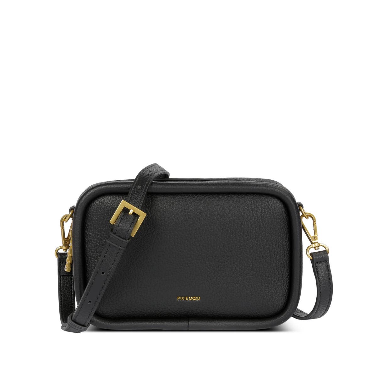 Erika Recycled Vegan Crossbody Bag in Black Pebbled