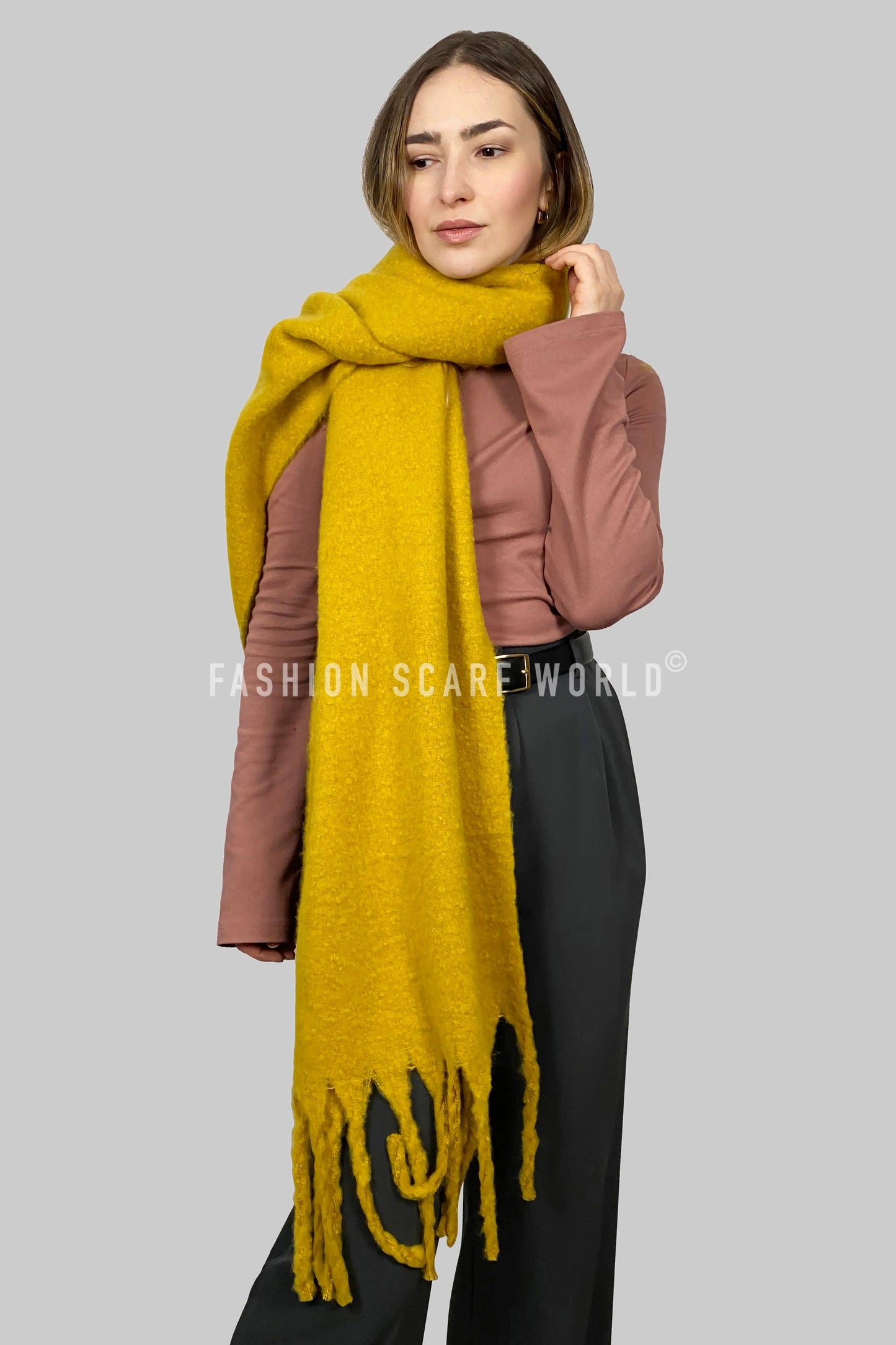 Tassel Blanket Scarf: Yellow
