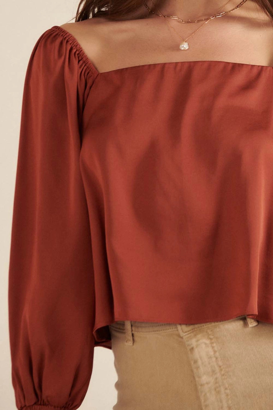 Cinnamon Satin Blouse