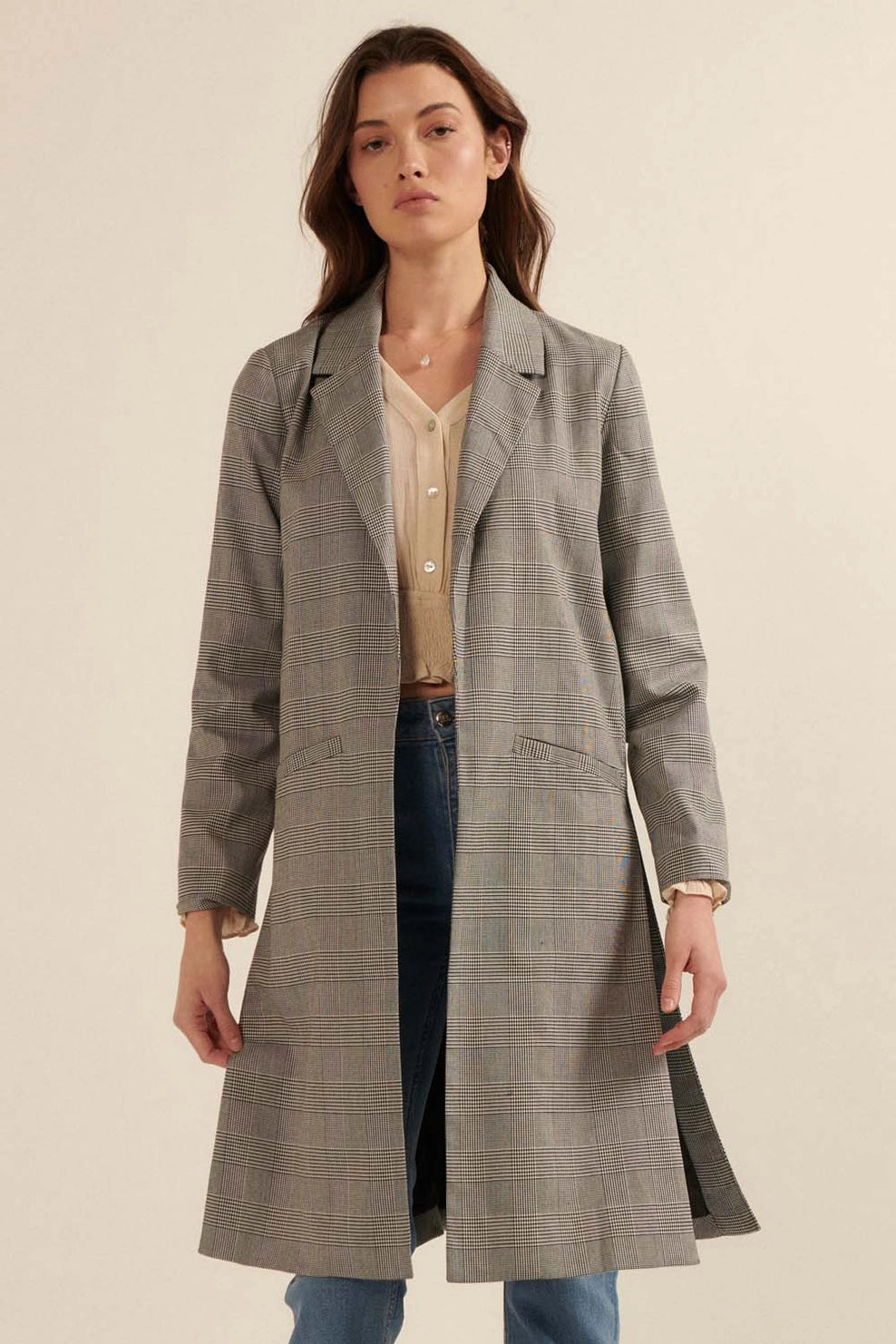Lia Long Plaid Blazer