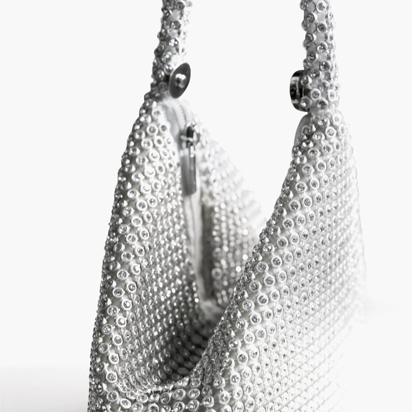 Kiss Me Rhinestone Clutch-Silver