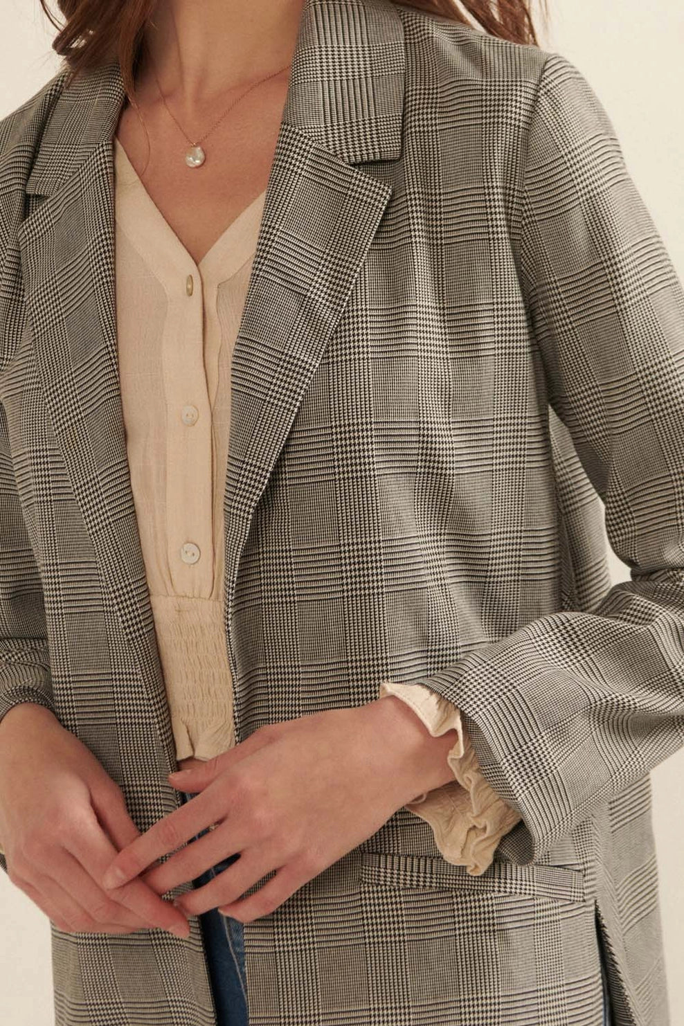 Lia Long Plaid Blazer