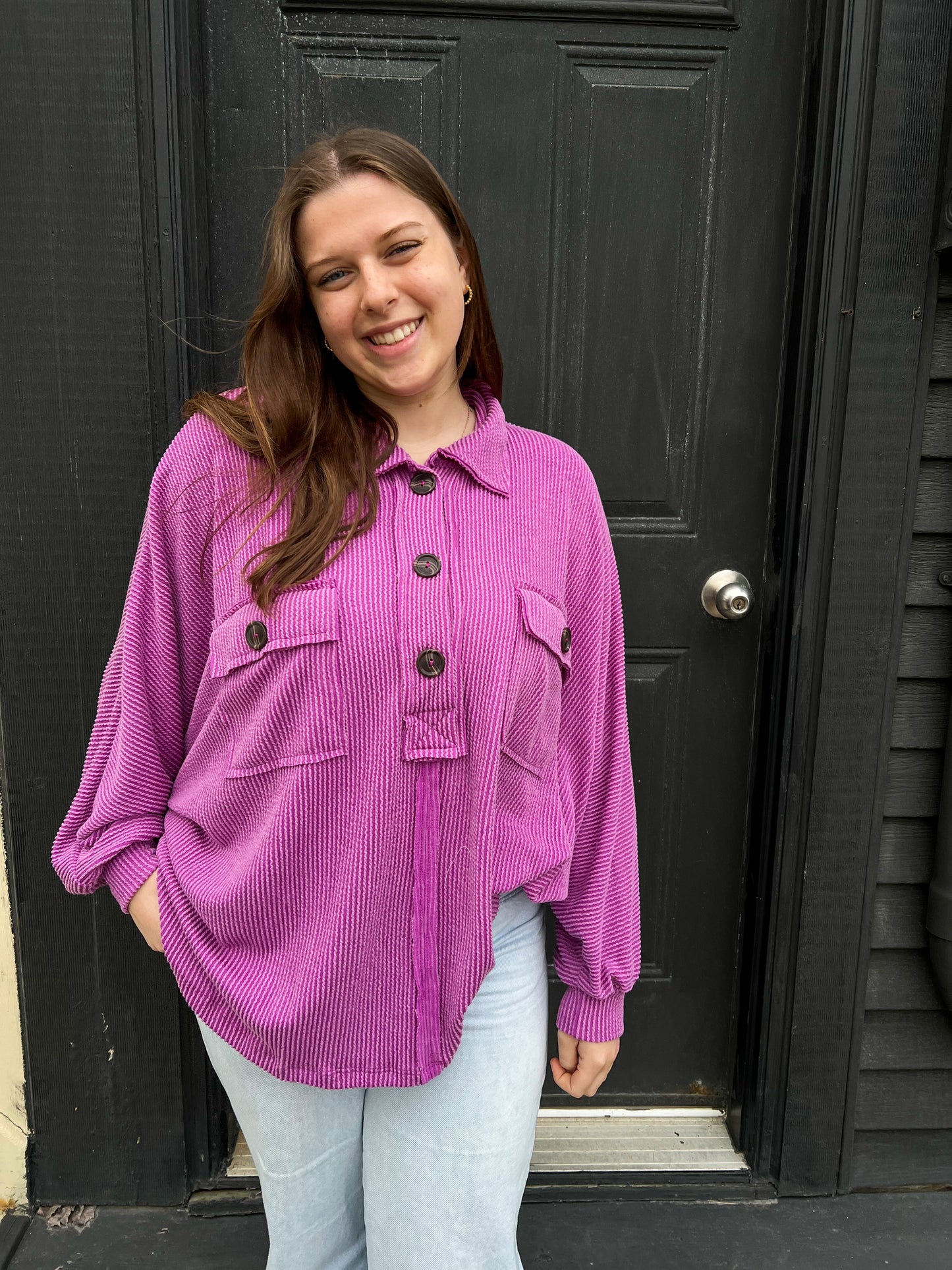 Periwinkle French Terry Knit Top