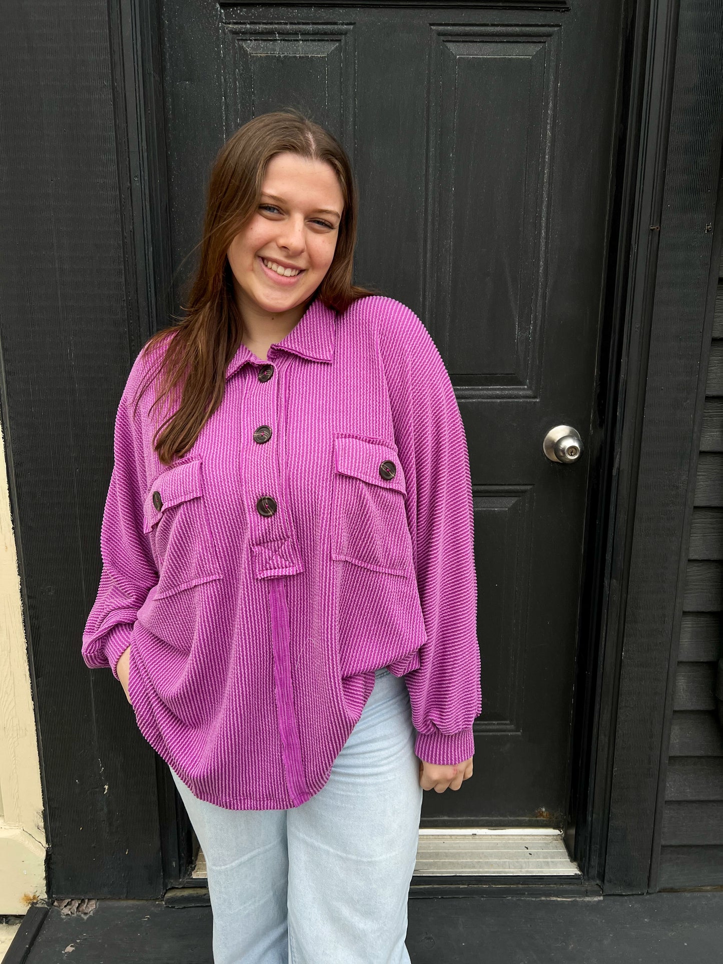 Periwinkle French Terry Knit Top