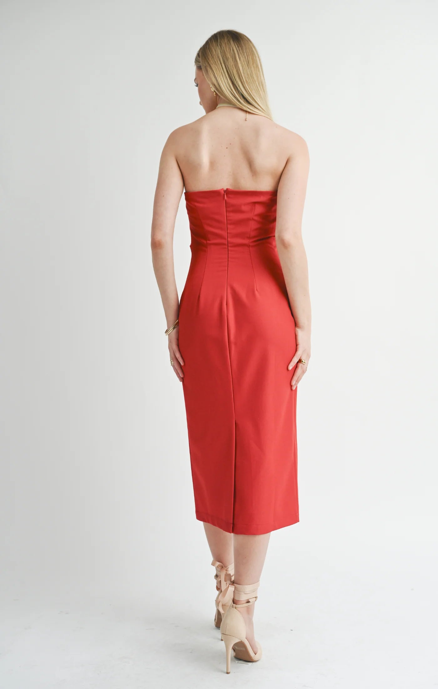 Take Action Pleated Tube Midi Dress