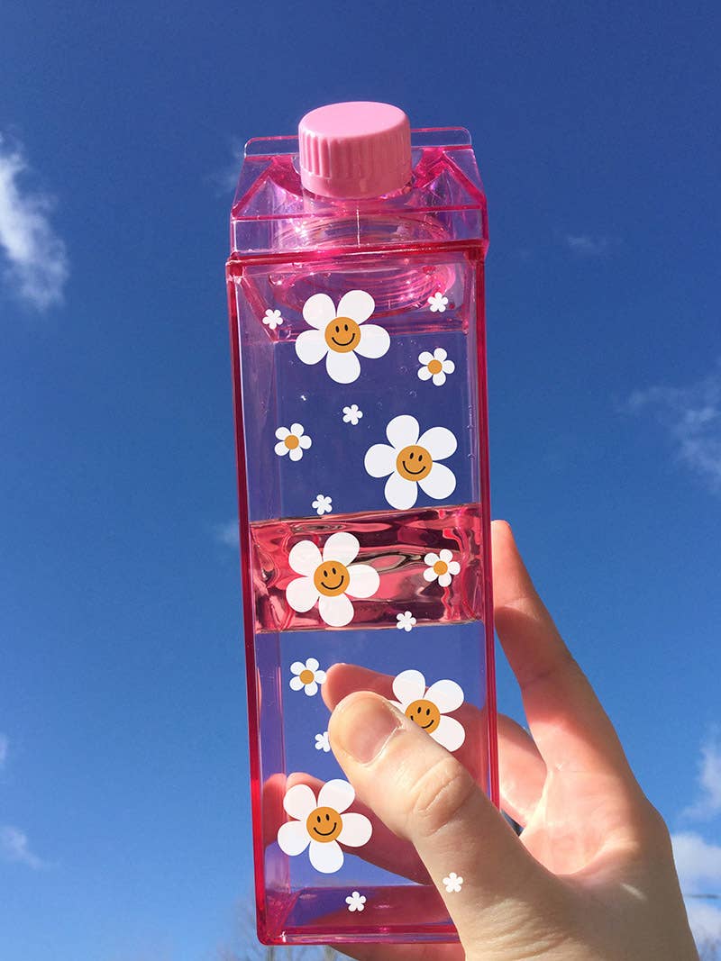 Daisy Pattern Milk Carton Water Bottle