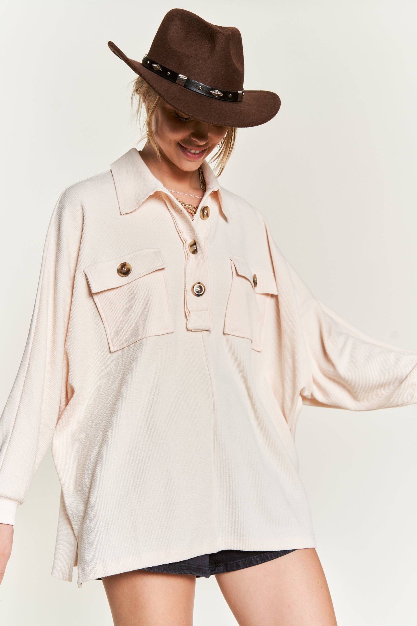 Jane Oversized Top-Cream
