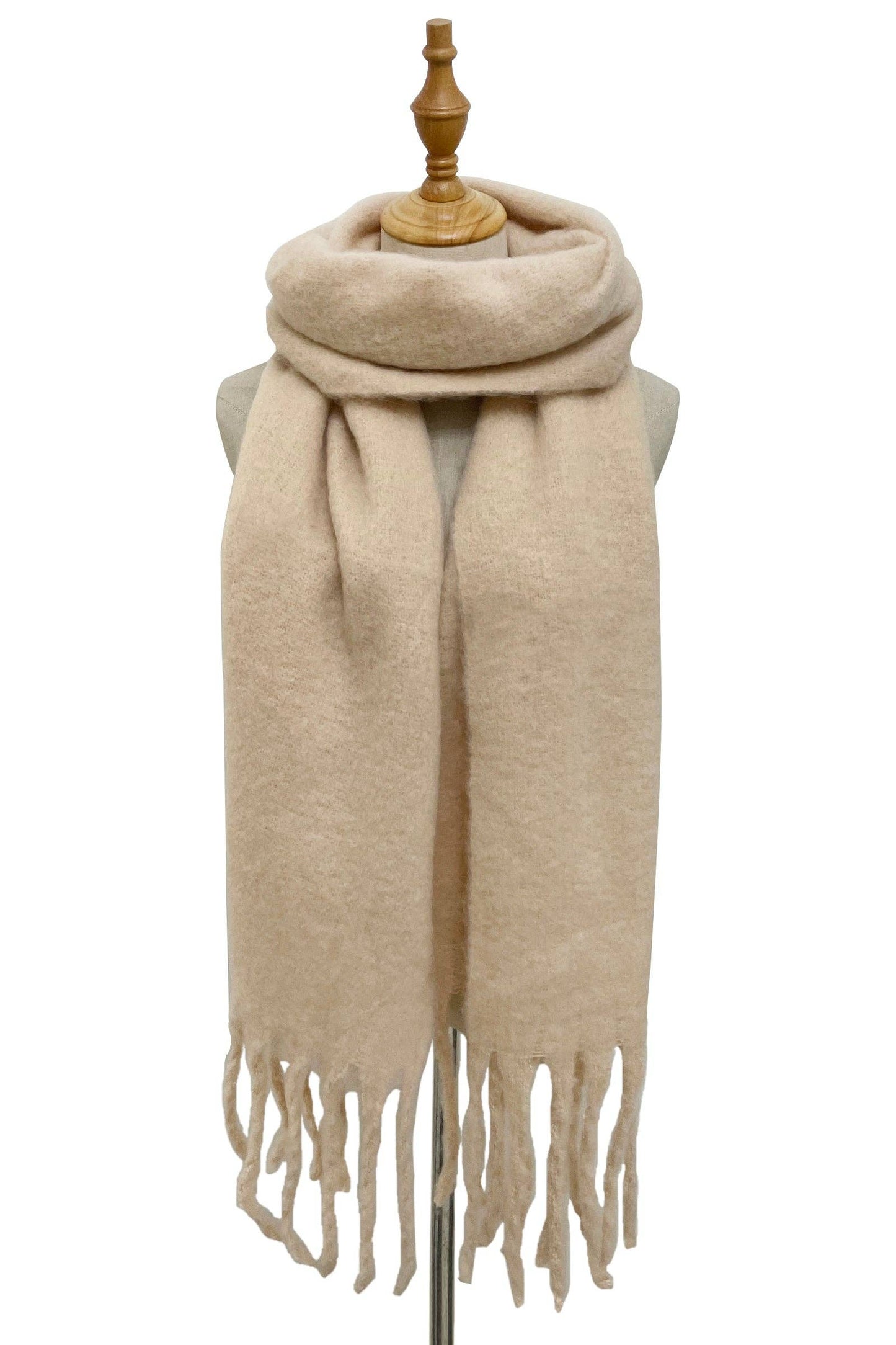 Tassel Blanket Scarf: Beige