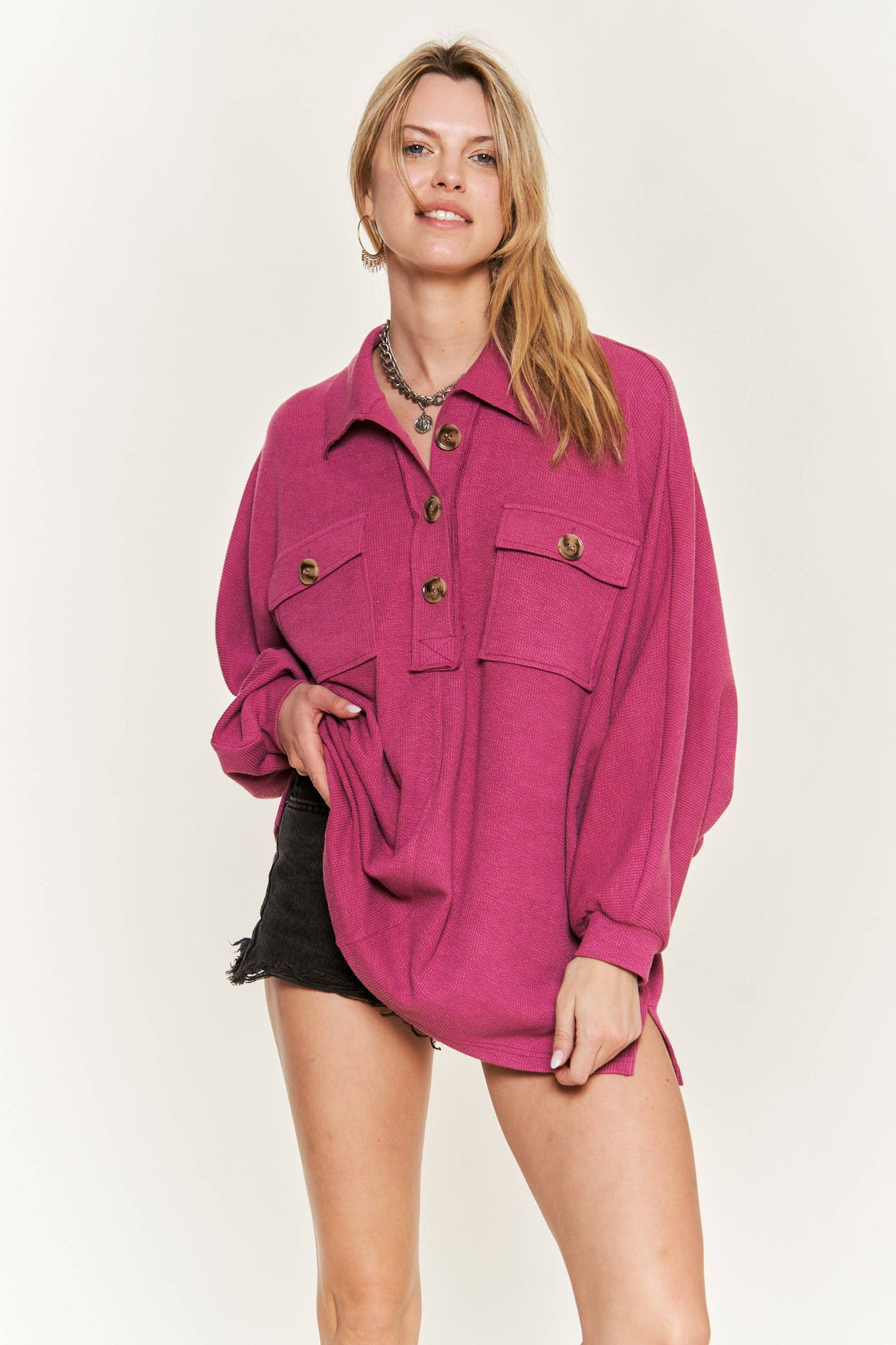Jane Oversized Top-Berry