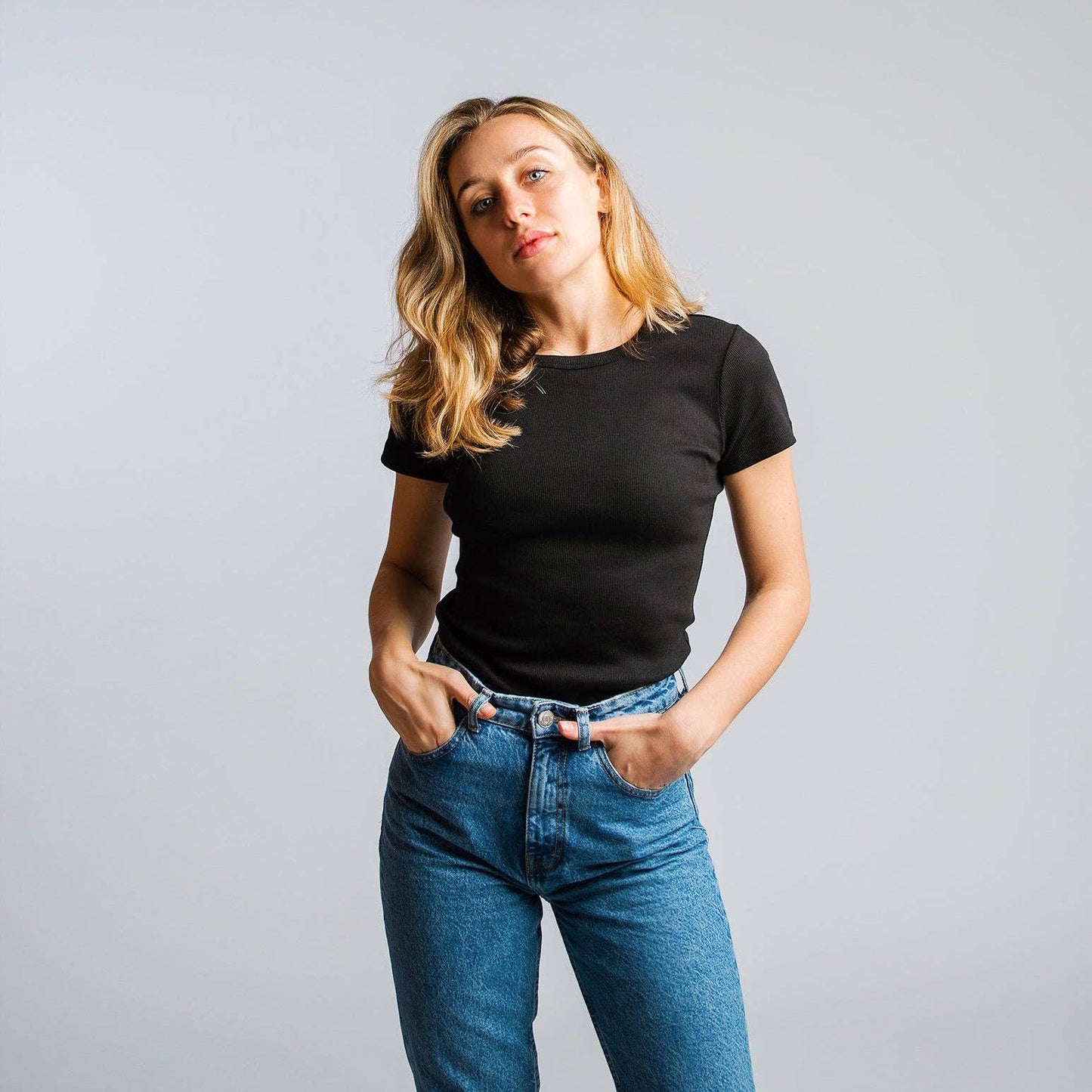 Black Ribbed T-Shirt
