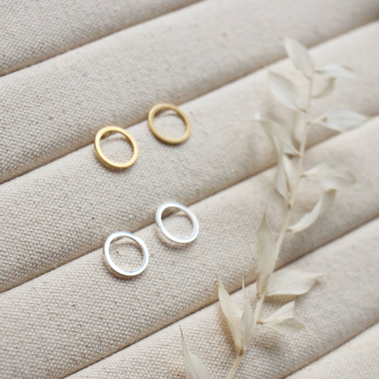 Gold Circle Stud Earrings