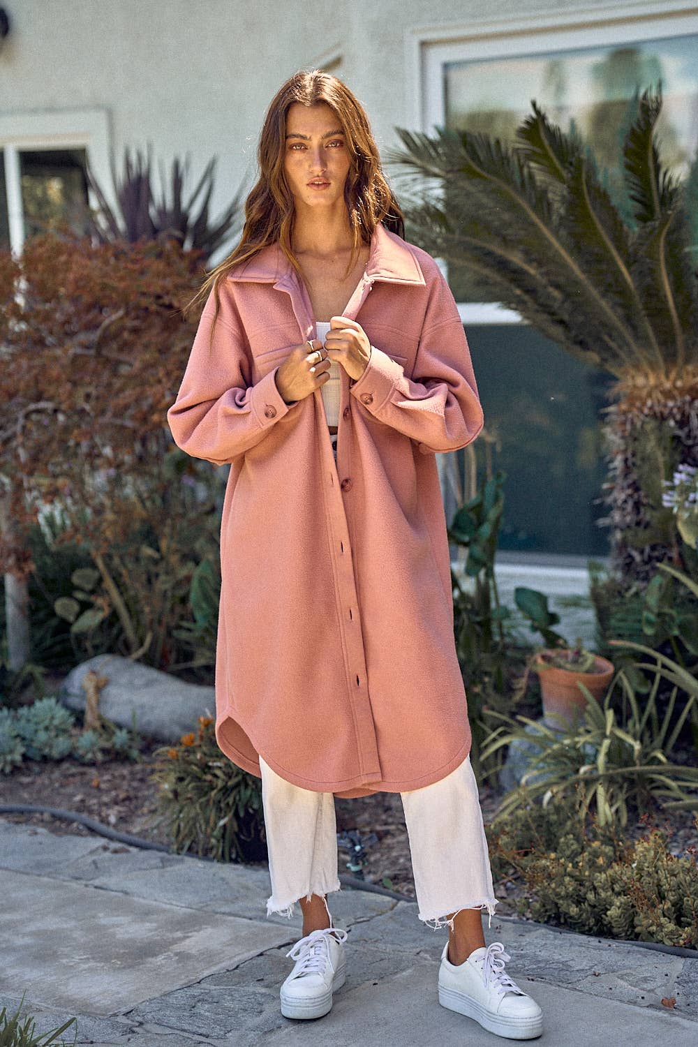 Amelia Long Jacket-Dusty Rose