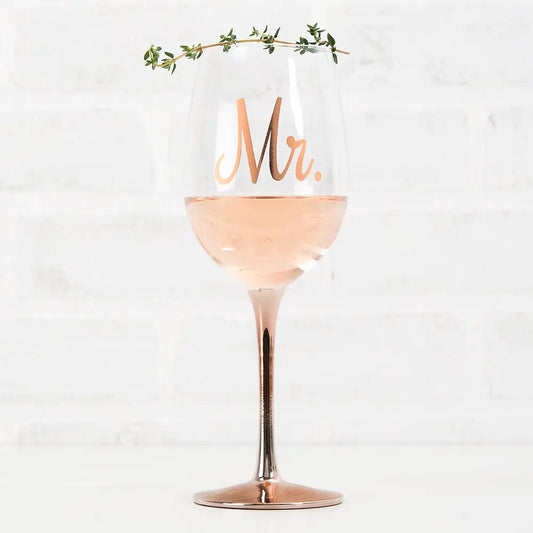 Mr. Rose Gold Stemmed Wine Glass