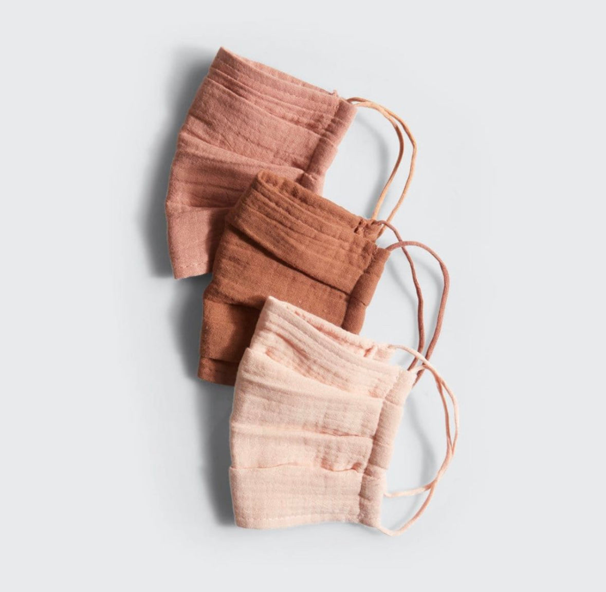 Cotton Mask 3pc Set - Dusty Rose