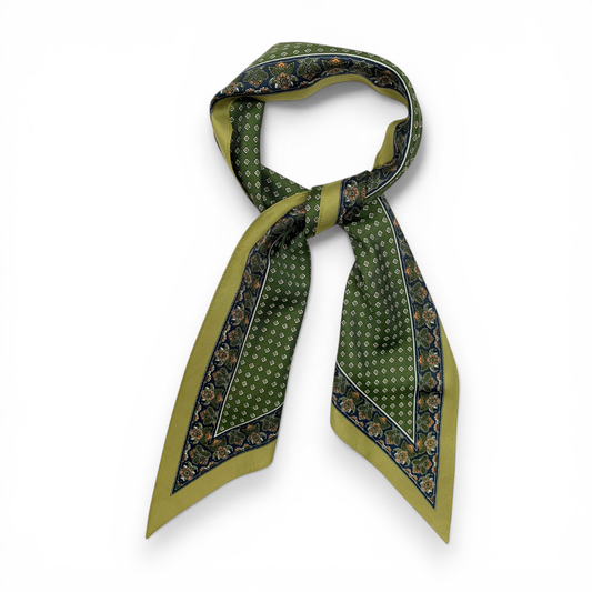 Silky Dotted Triangle Scarf in Green