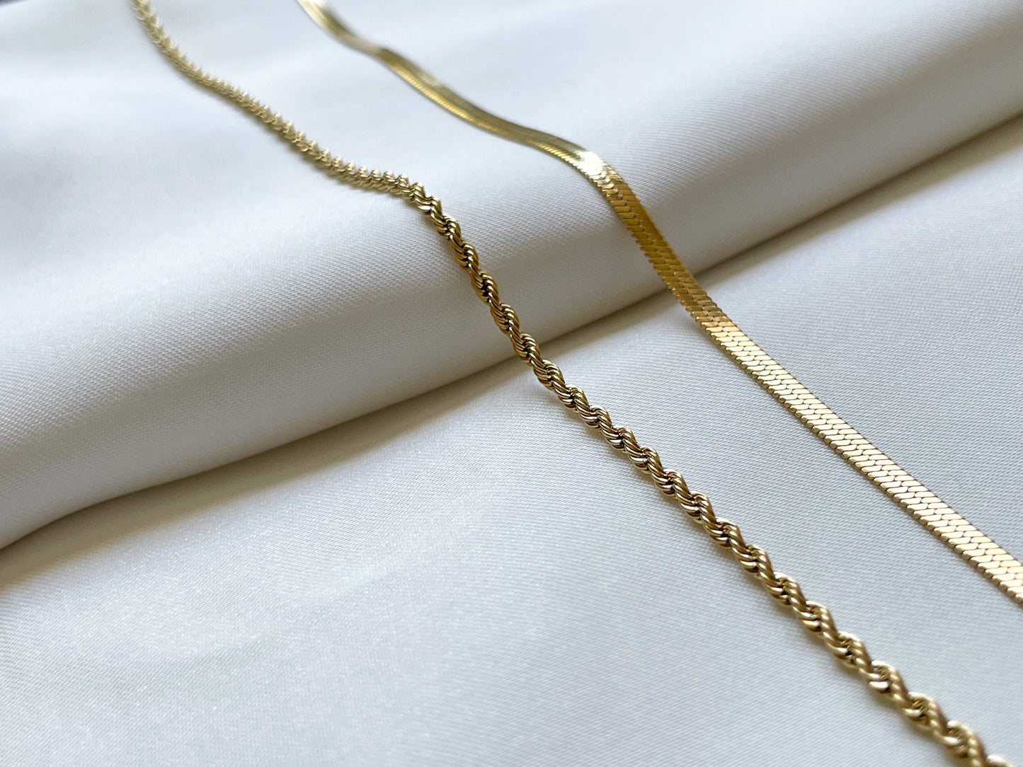 Layered Herringbone Rope Necklace Set