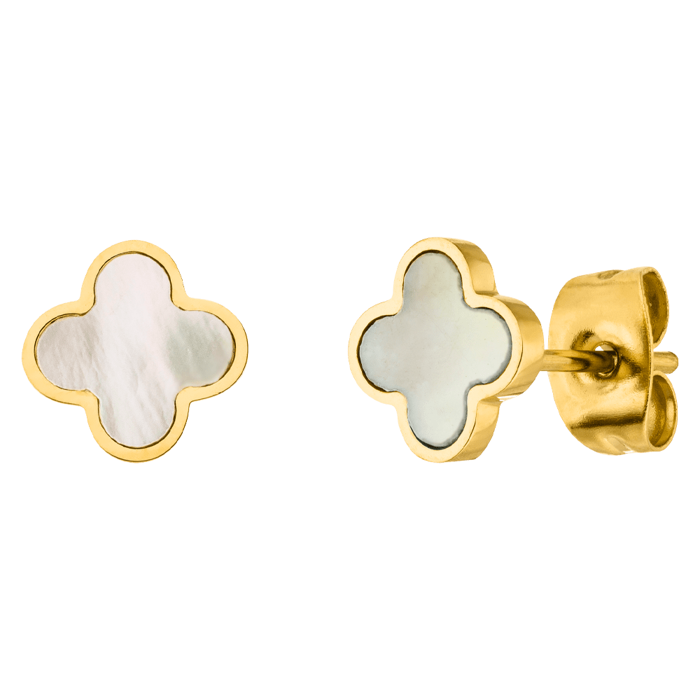 Clover Pearl Stud Earrings