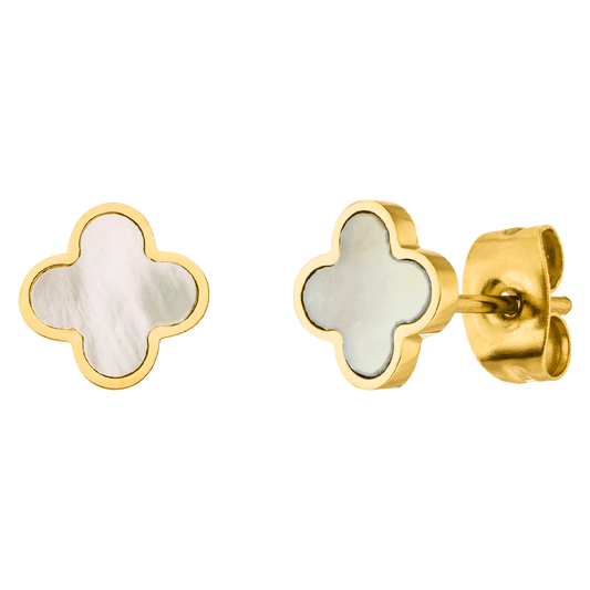Clover Pearl Stud Earrings