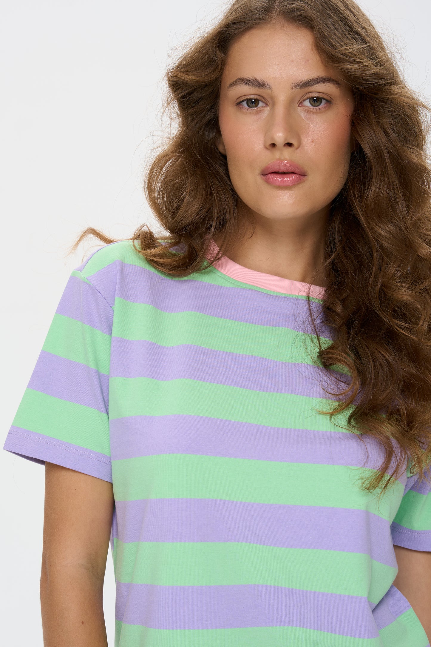 Carrie Striped Tee in Green+Purple