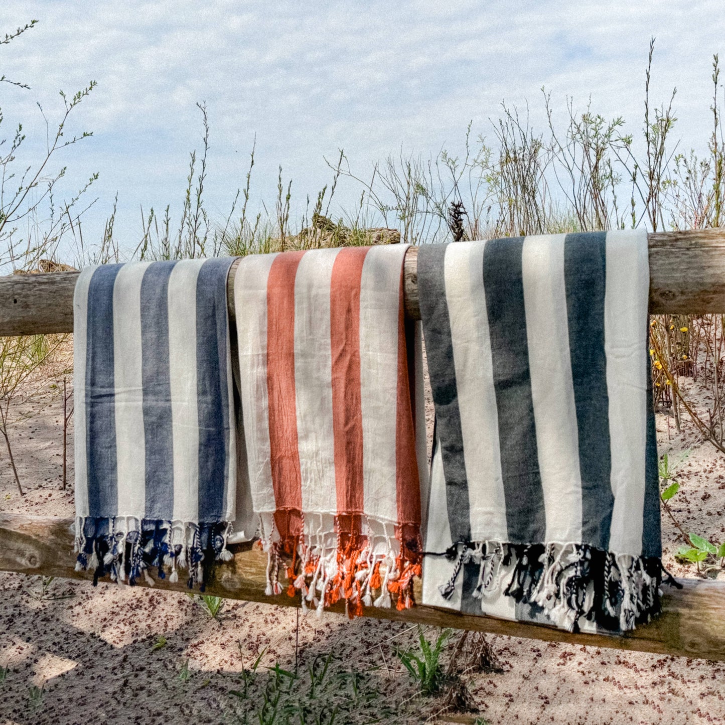 Striped Turkish Beach Towels in Orange