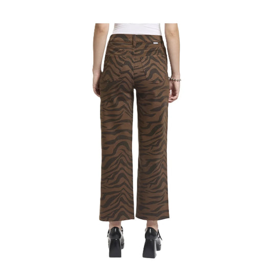 Pleaser High Rise Wide Ankle Jeans in Desert Zebra