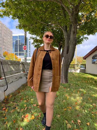 Faux Transparent Fleece Tights in Light Brown