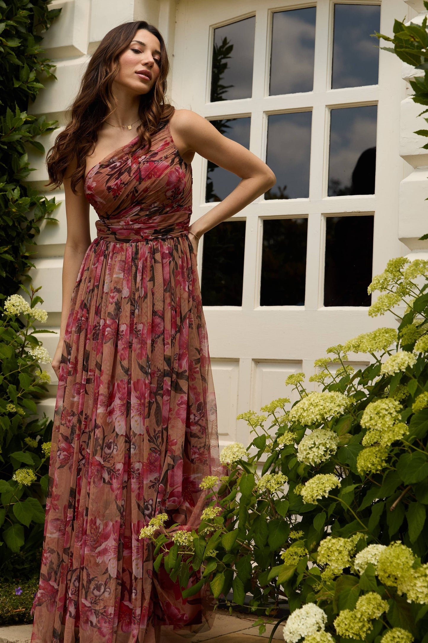 Red Rose One Shoulder Maxi Dress