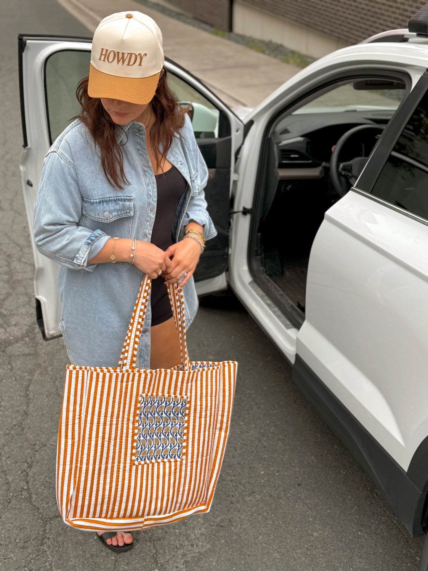 Lotus Kantha Quilted Boho Reversible Tote Bag