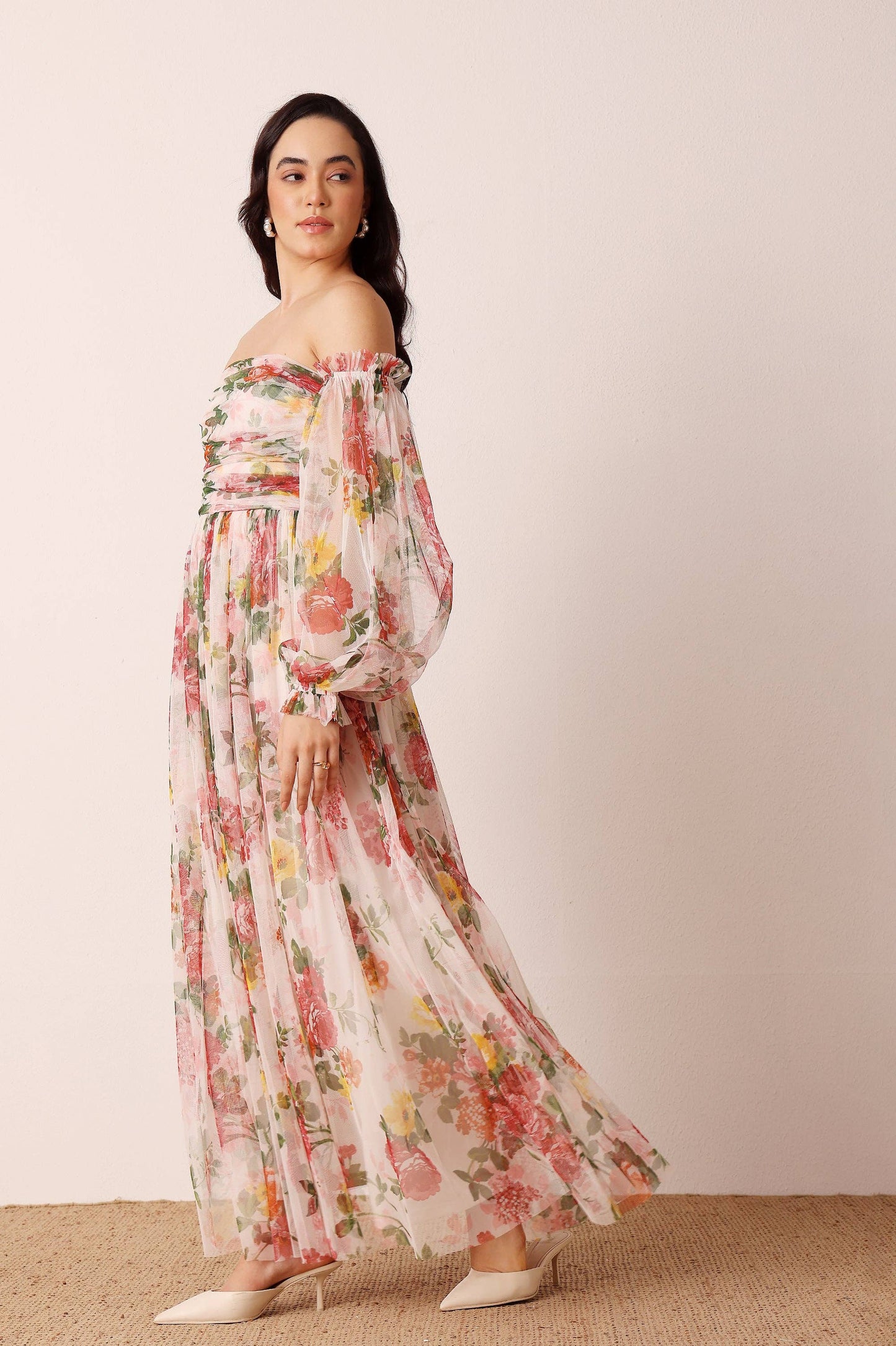 Lana Maxi Dress in Cream Floral