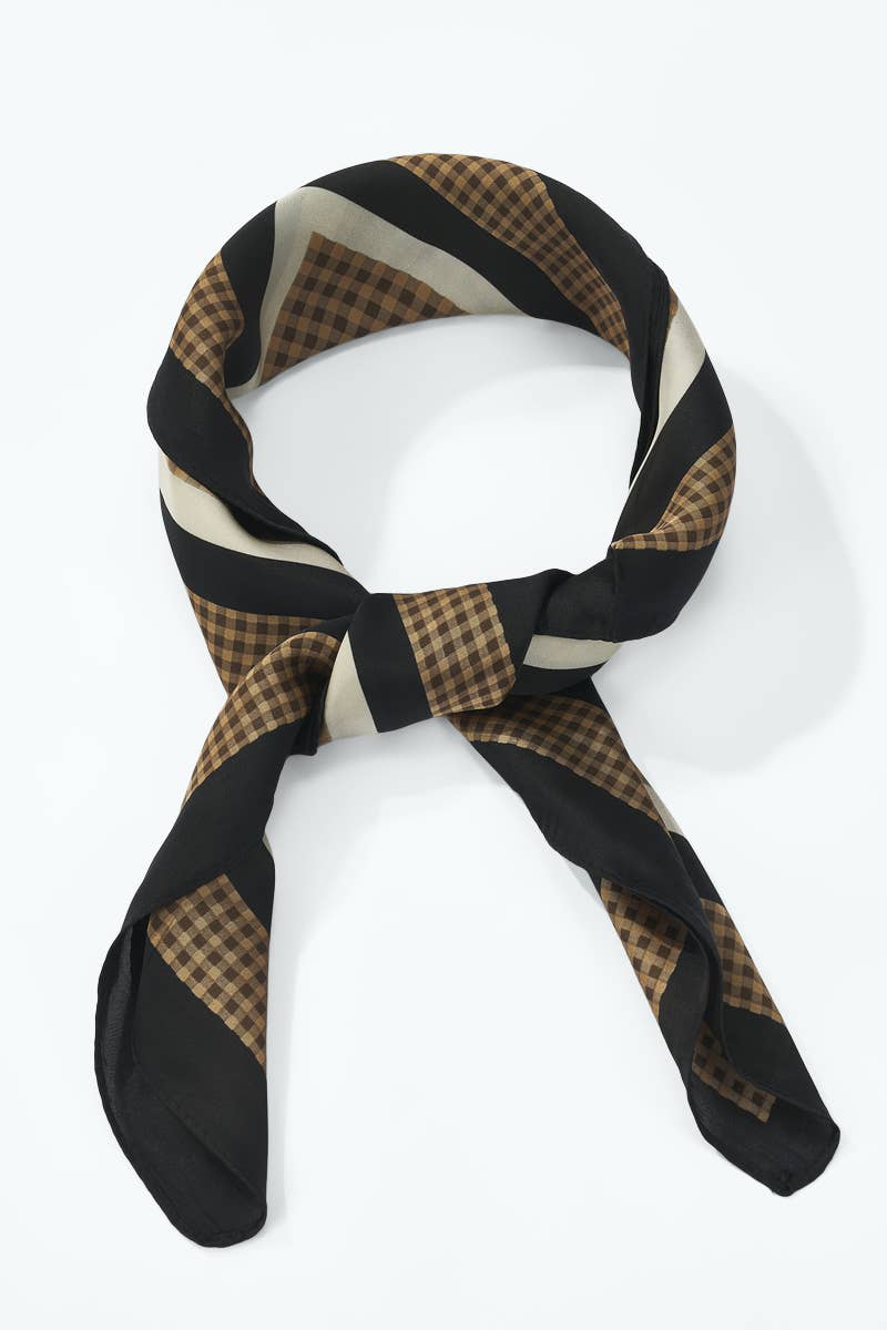 Neutral Square Patterned Scarf
