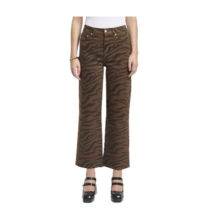 Pleaser High Rise Wide Ankle Jeans in Desert Zebra
