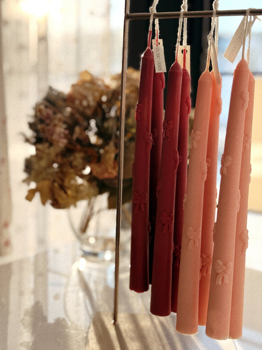 Ribbon Taper Candlestick | Pink