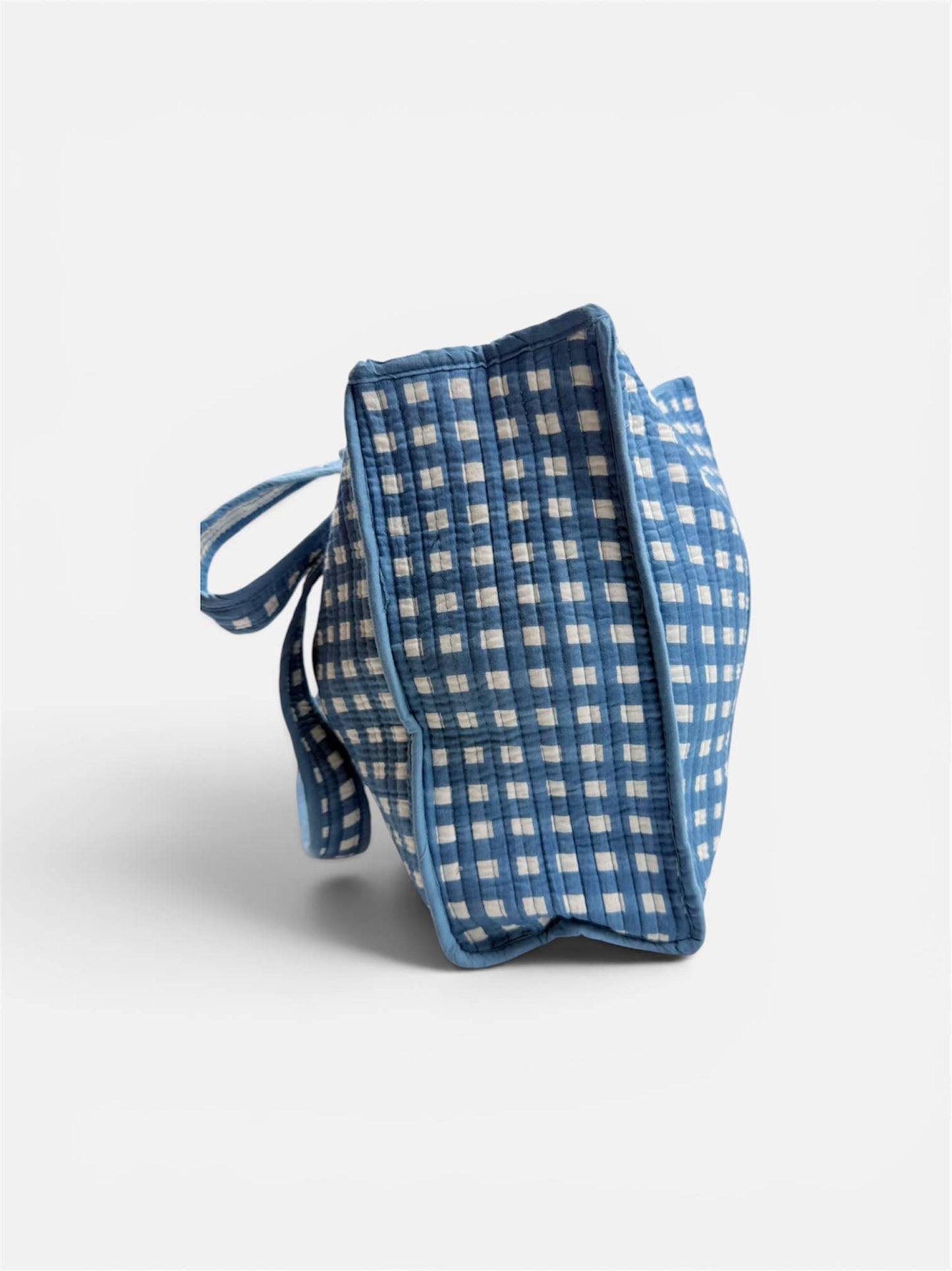 Blue Cotton Kantha Quilted Boho Reversible Small Tote Bag