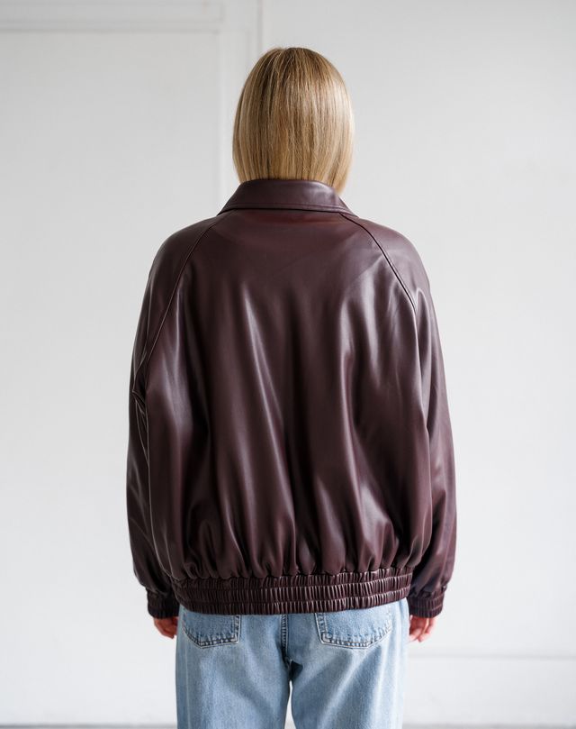 Plum Oversized Bomber Jacket