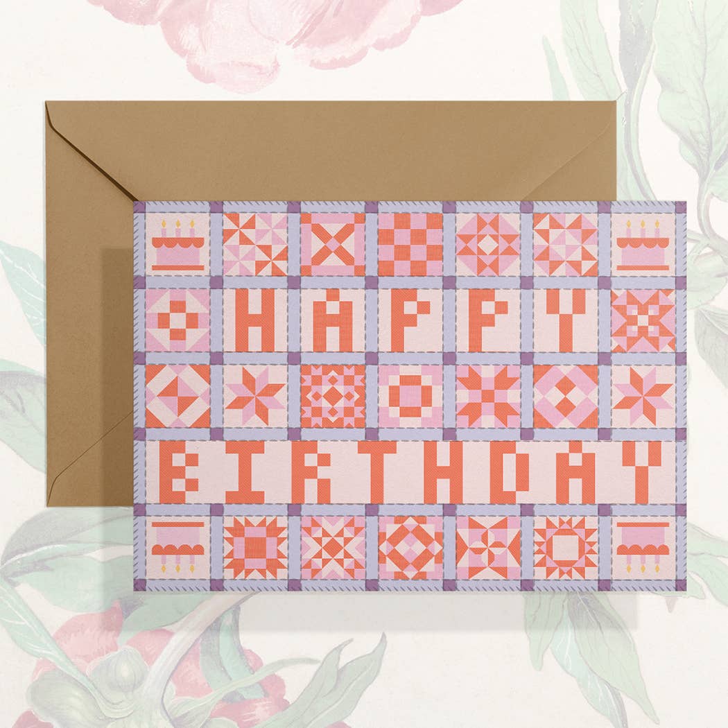 Happy Birthday Patchwork Quilt Card