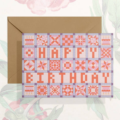 Happy Birthday Patchwork Quilt Card