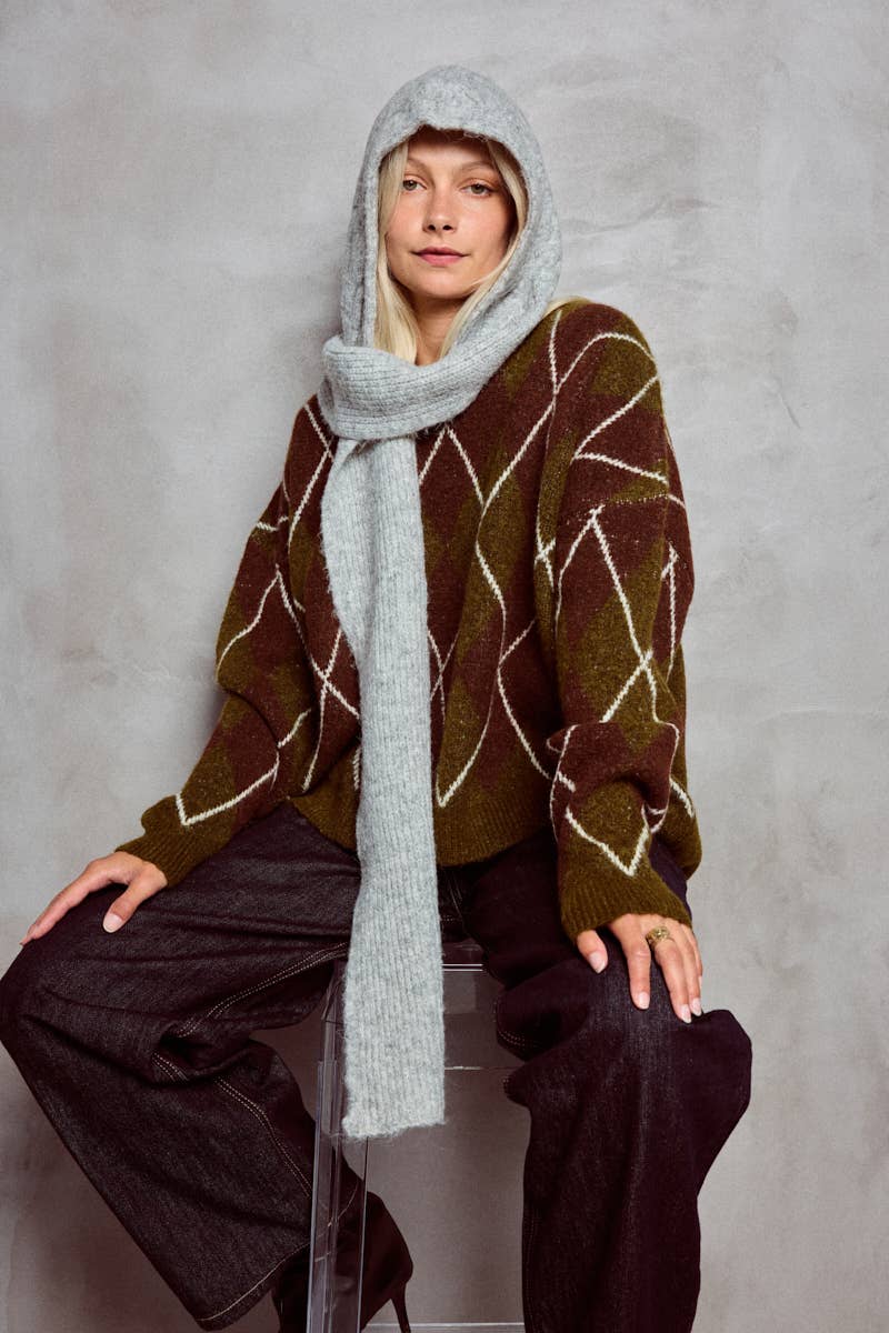 Lucy 2-in-1 Hooded-Scarf in Grey