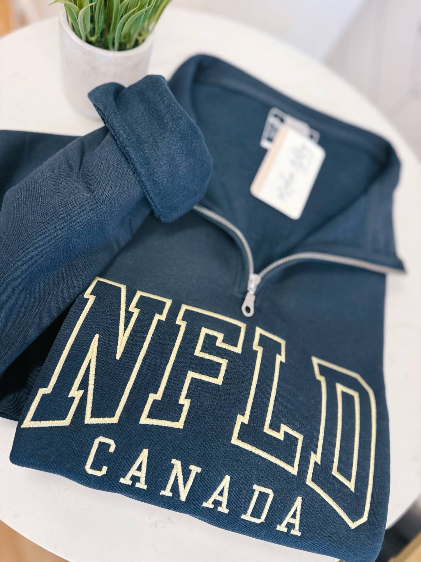 NFLD Canada Quarter Zip in Navy & Yellow