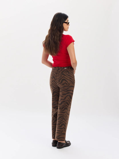 Pleaser High Rise Wide Ankle Jeans in Desert Zebra