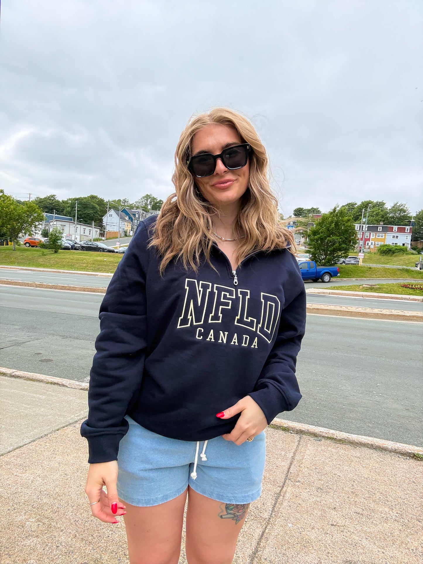 NFLD Canada Quarter Zip in Navy & Yellow