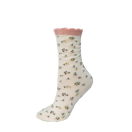 Boho Flower White (All Dot-Line Socks 3 for $20)