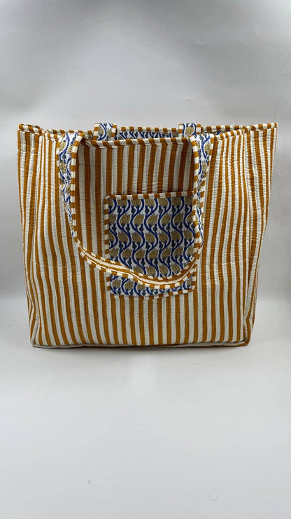 Lotus Kantha Quilted Boho Reversible Tote Bag