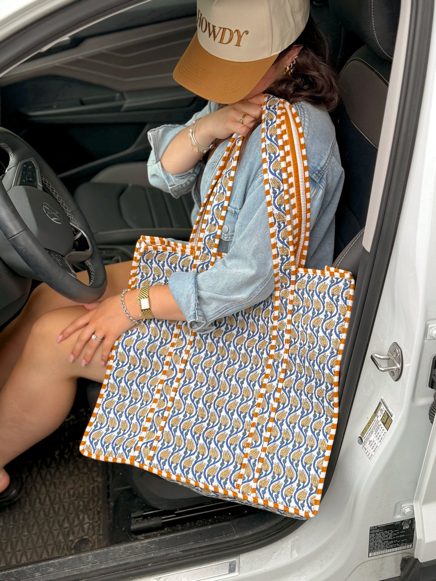 Lotus Kantha Quilted Boho Reversible Tote Bag