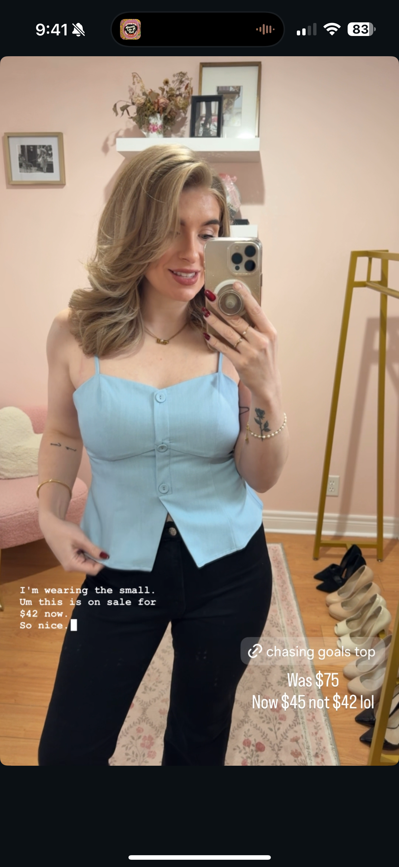 Chasing Goals Button Down Cami - FINAL SALE