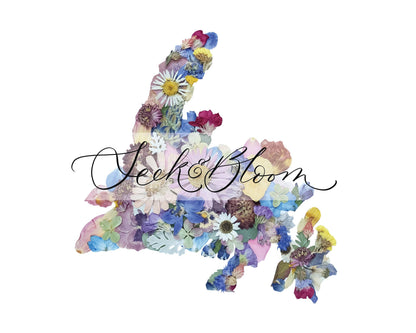 Newfoundland Map Flower Art Print 8x10