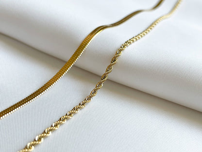 Layered Herringbone Rope Necklace Set