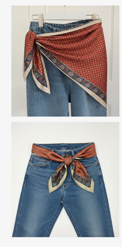 Silky Triangle Dotted Scarf in Rust