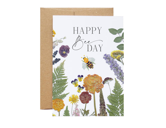 Happy BEE Day Flower Greeting Card