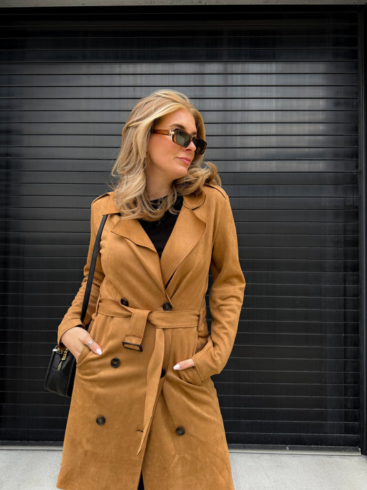 Arienne Faux Suede Trench Coat